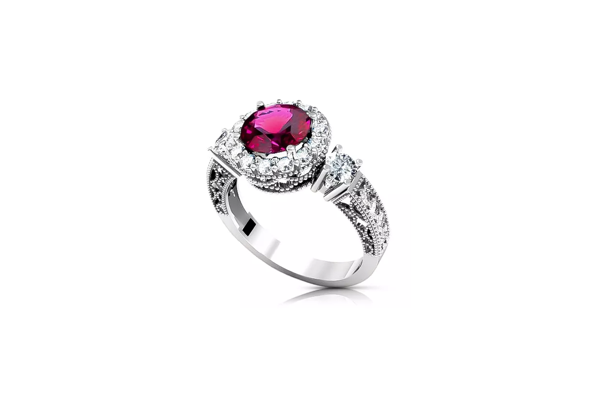 Ring Ruby Sterling silver 925 Vintage vrc003s